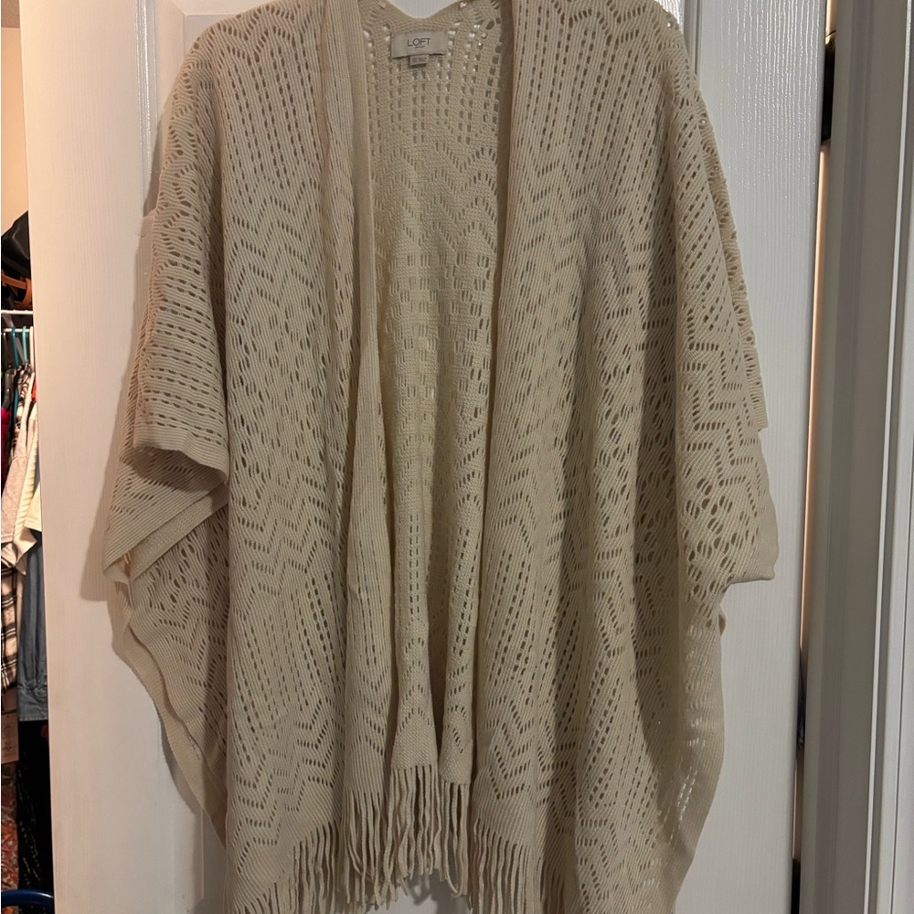 LOFT Cream Open-Knit Cardigan